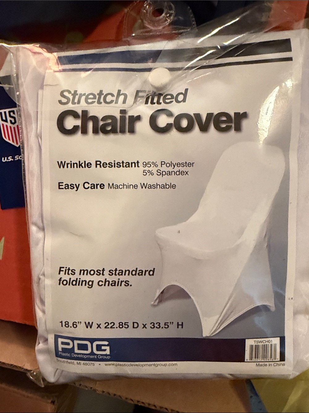 White Stretch Fitted Chair Cover - Wrinkle Resistant Set of 4